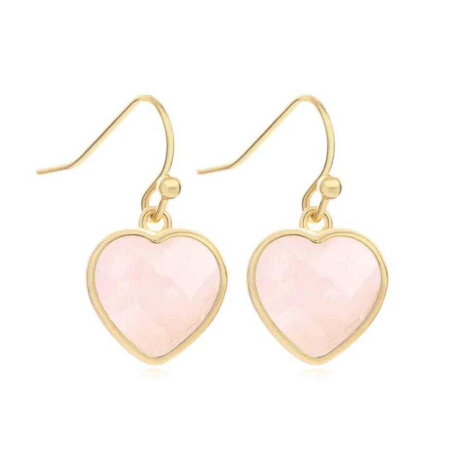 1 Piece and 1 Pack Cute Modern Style Shiny Heart Shape natural stone Copper Drop Earrings