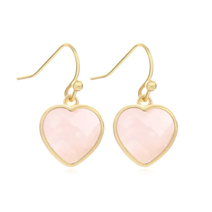 1 Piece and 1 Pack Cute Modern Style Shiny Heart Shape natural stone Copper Drop Earrings