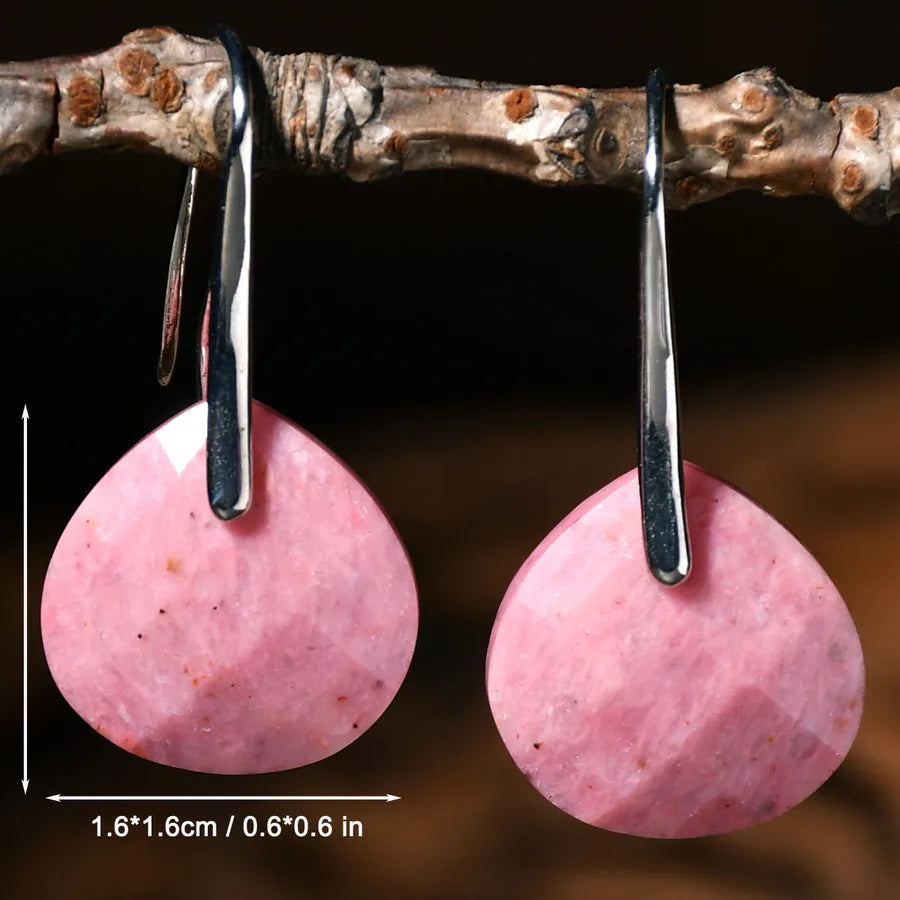 1 Pair Retro Handmade Geometric Alloy natural stone Drop Earrings