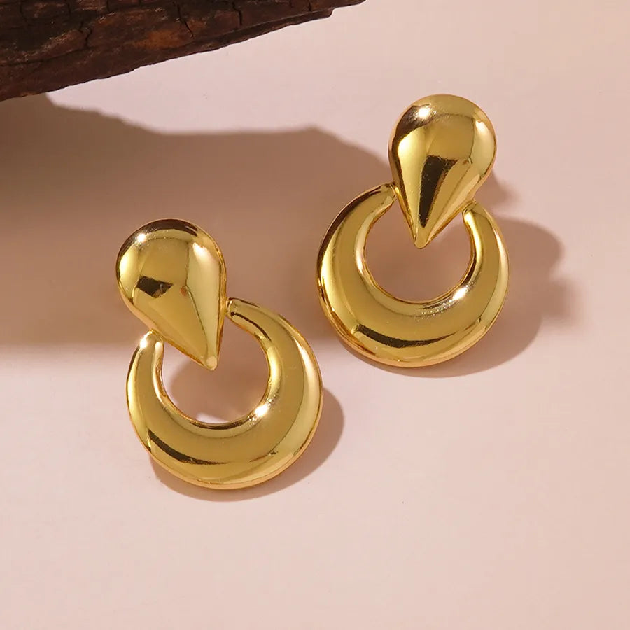 1 Pair IG Style Exaggerated Simple Style Irregular Geometric Round Irregular Hollow Out 304 Stainless Steel Imitation Gold  Ear Studs