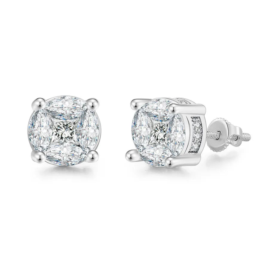 1 Pair Hip-Hop Round Square Heart Shape Plating Inlay Copper Zircon White Gold Plated Gold Plated Ear Studs