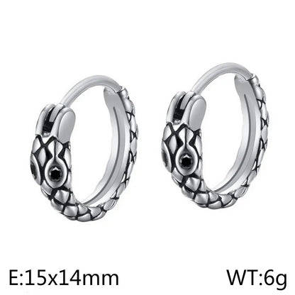1 pair basic animal titanium steel hoop earrings