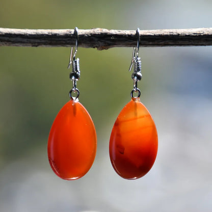 1 Pair Vintage Style Simple Style Water Droplets Alloy natural stone Drop Earrings