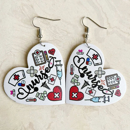 1 pair novelty simple style letter heart shape pu leather ear hook