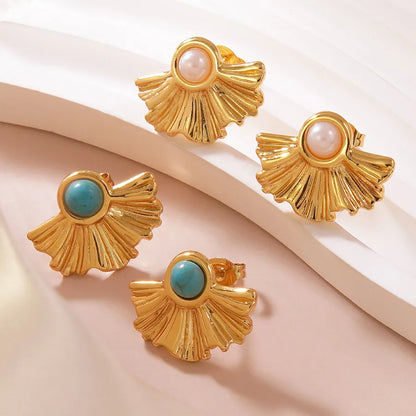 1 Pair Hip-Hop Vintage Style Sweet Sector 304 Stainless Steel Imitation Gold  Ear Studs