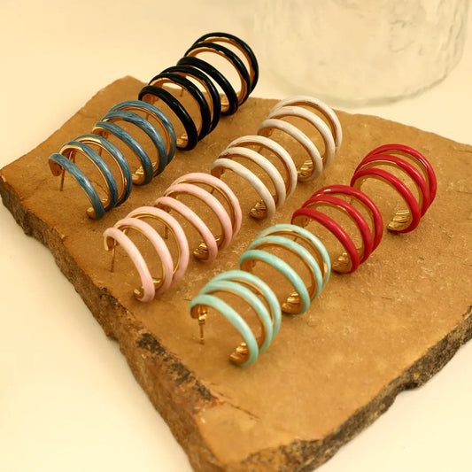 1 Pair French Style Romantic Streetwear C Shape 304 Stainless Steel Ear Studs