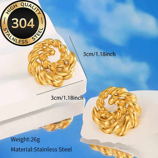 1 Pair Vintage Style Exaggerated Modern Style Circle 304 Stainless Steel 18K Gold Plated Ear Studs