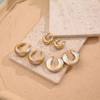1 Pair/Package Casual Simple Style U Shape Handmade Polishing Mixed Metal 304 Stainless Steel Earrings