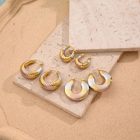 1 Pair/Package Casual Simple Style U Shape Handmade Polishing Mixed Metal 304 Stainless Steel Earrings