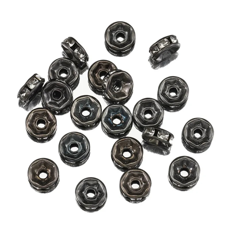 Cross-Border 100 Beaded Rhinestone Spacer Beads 4-10mm round Diamond Spacer Sequin Diy Bracelet Ornament Accessories