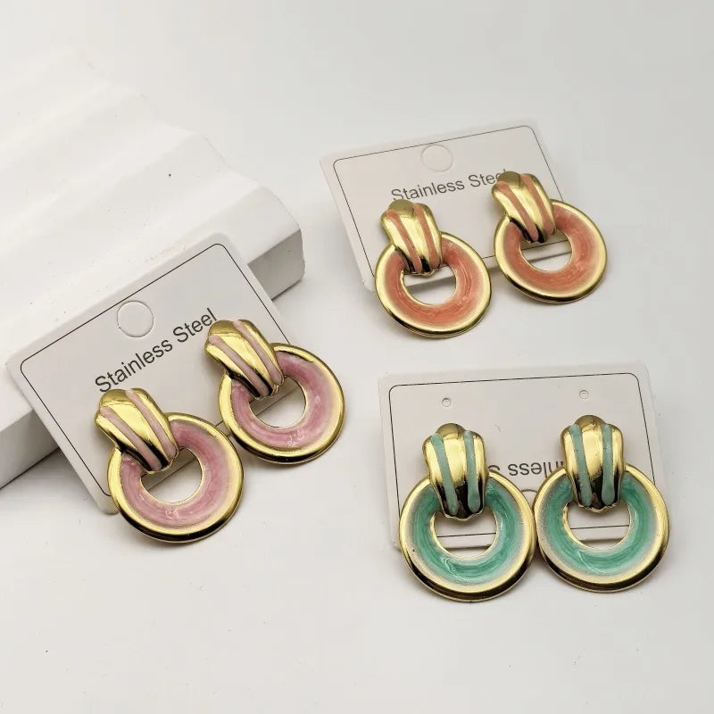 1 Pair Elegant Commute Shiny Round 304 Stainless Steel 18K Gold Plated Butterfly Backs Ear Studs