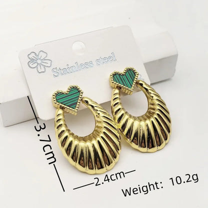 1 Pair Classical Commute Paisley Heart Shape 304 Stainless Steel 18K Gold Plated Butterfly Backs Ear Studs