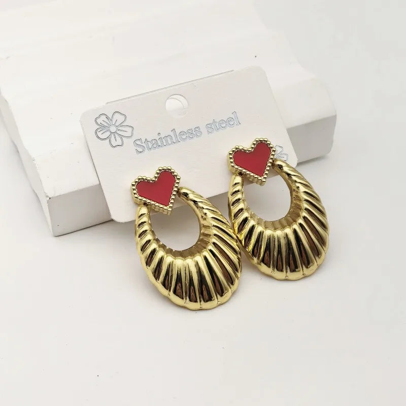 1 Pair Classical Commute Paisley Heart Shape 304 Stainless Steel 18K Gold Plated Butterfly Backs Ear Studs