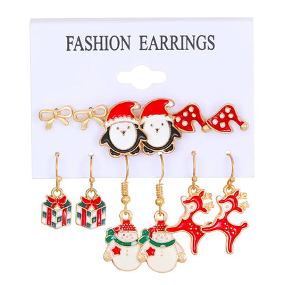 1 Pair Christmas Cute Christmas Tree Santa Claus Elk Plating Alloy Drop Earrings