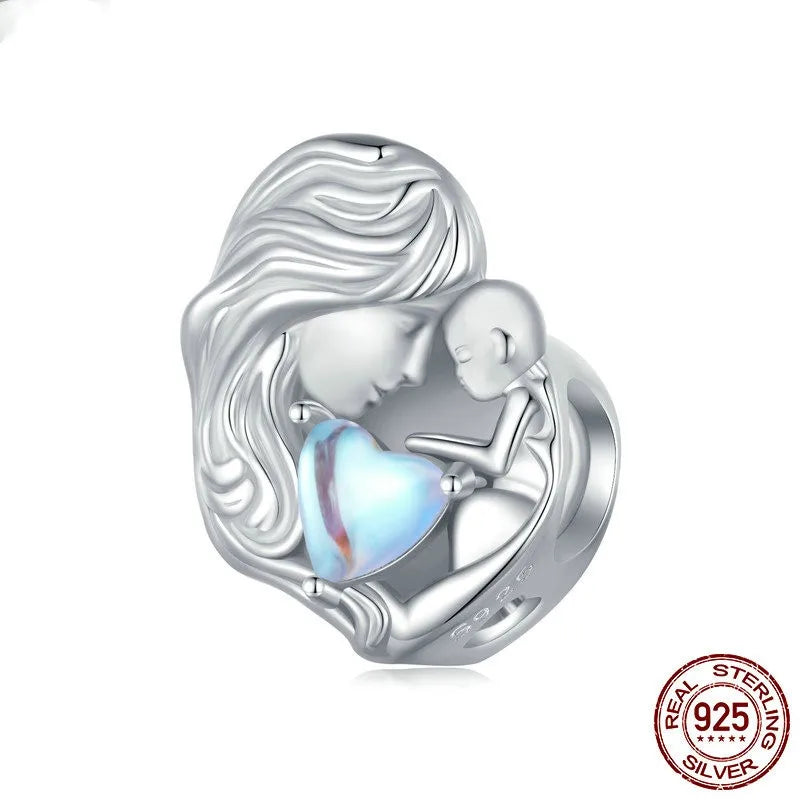 1 Piece 10 * 14mm 925 Sterling Silver Artificial Gemstones White Gold Plated Human Heart Shape Polished Beads Jewelry Accessories