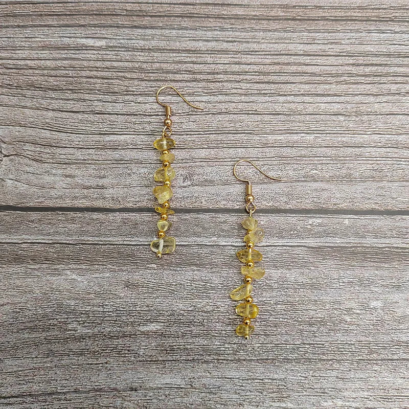 1 pair ethnic style geometric natural stone drop earrings