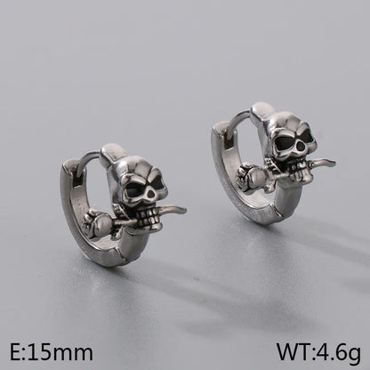 1 Pair Halloween Hip-Hop Skull Inlay 304 Stainless Steel Zircon Earrings Ear Studs