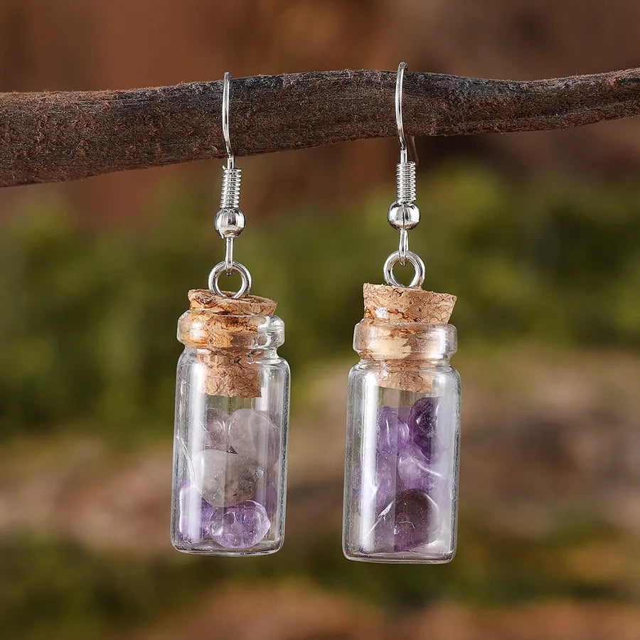 1 Pair Retro Drift bottle natural stone Drop Earrings