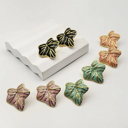 1 Pair Cute Retro Beach Leaves 304 Stainless Steel 18K Gold Plated Butterfly Backs Ear Studs