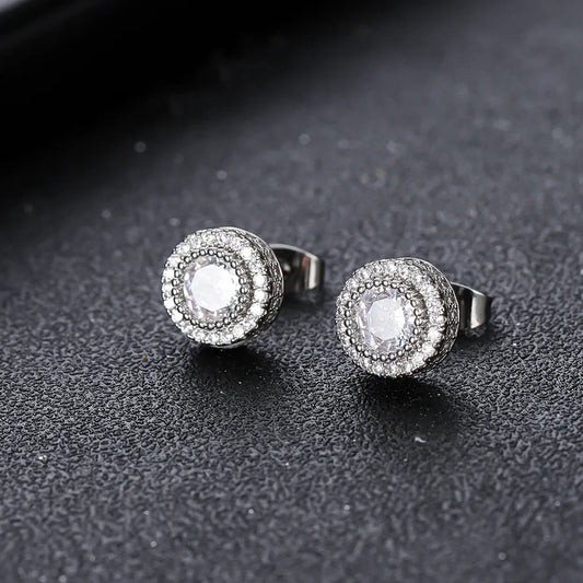 1 Pair IG Style Geometric Copper Zircon Ear Studs