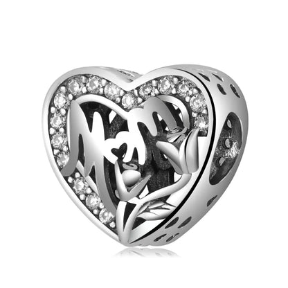 1 Piece 925 Sterling Silver Zircon Letter Heart Shape Crown Jewelry Accessories