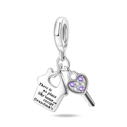 1 Piece 9.4*26.7mm Hole 4~4.9mm Sterling Silver Zircon Heart Shape Key Lock Pendant Jewelry Accessories