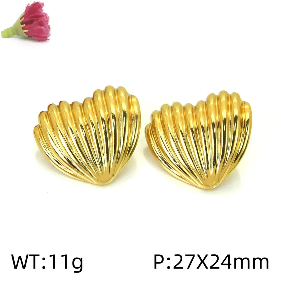 1 Pair Elegant Lady Vacation Heart Shape Polishing Plating 304 Stainless Steel 18K Gold Plated  Backs Ear Studs