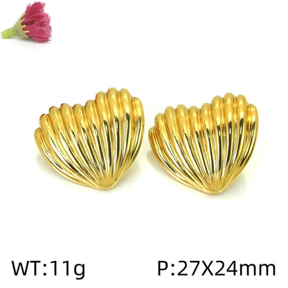1 Pair Elegant Lady Vacation Heart Shape Polishing Plating 304 Stainless Steel 18K Gold Plated  Backs Ear Studs