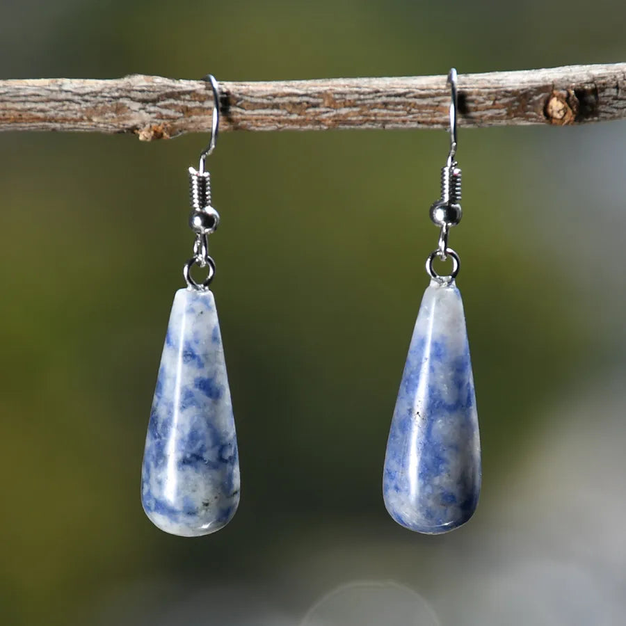 1 Pair Simple Style Water Droplets Alloy natural stone Drop Earrings