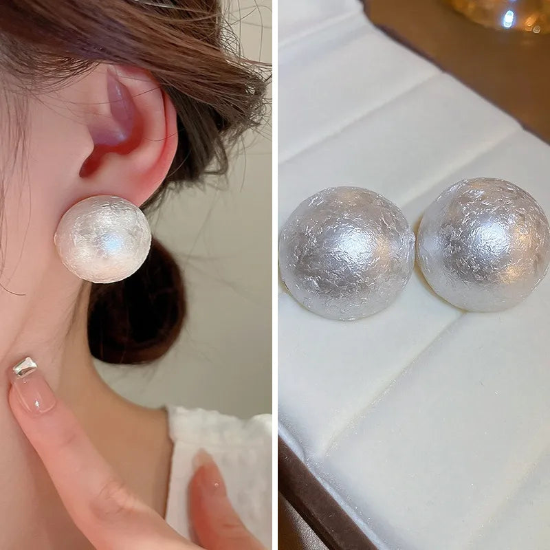 1 Pair Solid Color 925 Sterling Silver Freshwater Pearl Ear Studs