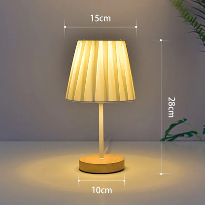 Nordic Style Solid Wood Fabric Decorative Table Lamp Bedroom Bedside Lamp Simple Remote Control Night Light Energy Saving Led