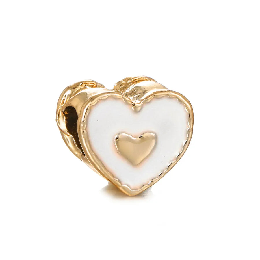 1 Piece 0.93*0.96cm Hole 5~5.9mm Alloy Heart Shape Beads