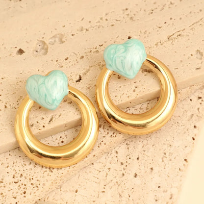 1 Pair Elegant French Style Sweet Heart Shape Bow Knot 304 Stainless Steel Ear Studs