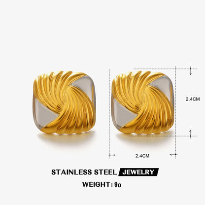 1 Pair Casual Elegant Hip-Hop Square Lines 304 Stainless Steel 18K Gold Plated Ear Studs