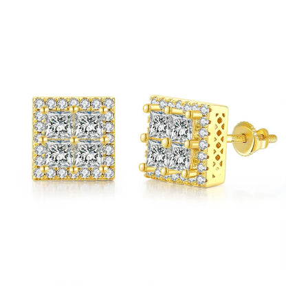 1 Pair Hip-Hop Round Square Heart Shape Plating Inlay Copper Zircon White Gold Plated Gold Plated Ear Studs