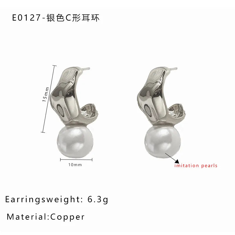 1 Pair IG Style Baroque Style Geometric Irregular 316L Stainless Steel  Copper Imitation Pearl Freshwater Pearl 14K Gold Plated 18K Gold Plated Drop Earrings Ear Studs