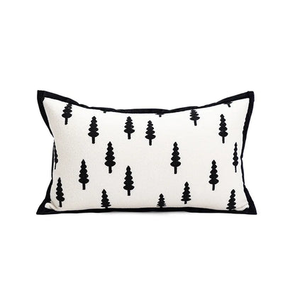 Modern Minimalist Refreshing Black White Sofa Pillow Backlight Luxury Bedside Cushion Cover Stripe Plant Floral Heart Shape Pattern