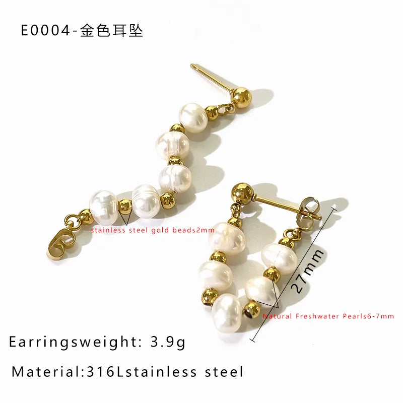1 Pair IG Style Baroque Style Geometric Irregular 316L Stainless Steel  Copper Imitation Pearl Freshwater Pearl 14K Gold Plated 18K Gold Plated Drop Earrings Ear Studs