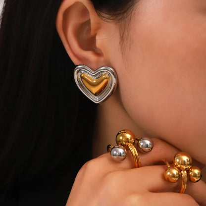 1 Pair IG Style Fairy Style Casual Heart Shape 304 Stainless Steel Titanium Steel 18K Gold Plated Ear Studs