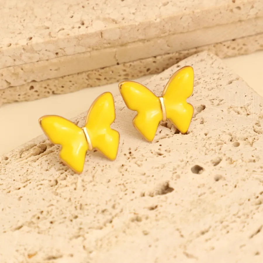 1 Pair IG Style Fairy Style Romantic Leaves Butterfly 304 Stainless Steel Ear Studs