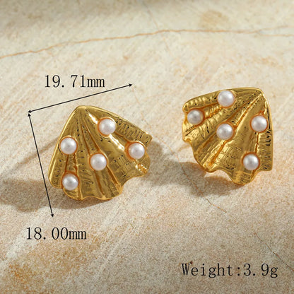 1 Pair Cute Simple Style Classic Style Irregular Geometric Starfish Plating Inlay 304 Stainless Steel Imitation Pearl 18K Gold Plated Ear Studs