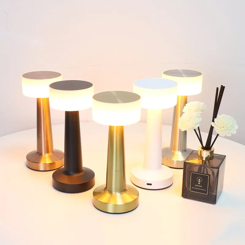Modern Nordic Creative Bedside Bar Bedroom USB Charging Touch Iron Art Dumbbell Table Lamp Night Light Atmosphere Decorative Lamp