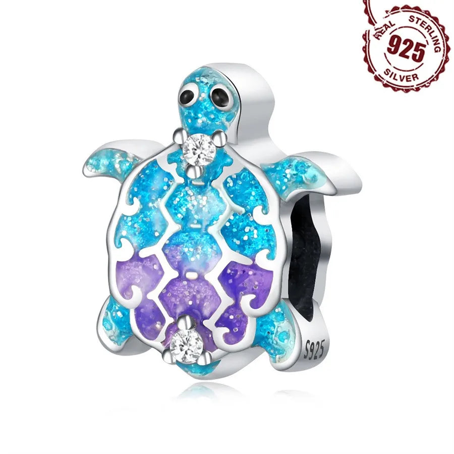 1 Piece 925 Sterling Silver Pearl Zircon Tortoise Polished Pendant Beads Spacer Bars Jewelry Accessories