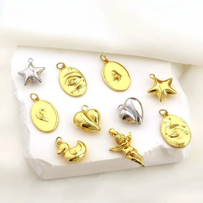 1 Piece 16 * 19mm Copper Star Heart Shape Polished Pendant Jewelry Accessories