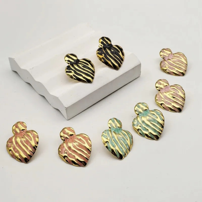 1 Pair Elegant Lady Commute Heart Shape 304 Stainless Steel Butterfly Backs Ear Studs