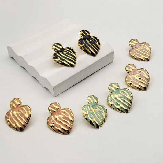 1 Pair Elegant Lady Commute Heart Shape 304 Stainless Steel Butterfly Backs Ear Studs