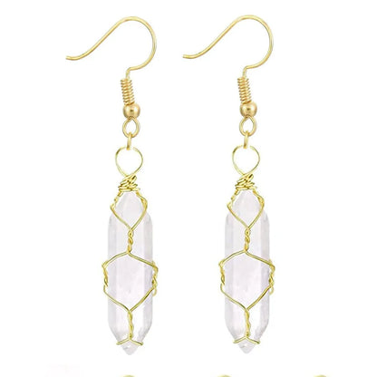 1 Pair Casual Simple Style Geometric natural stone Crystal Iron Drop Earrings