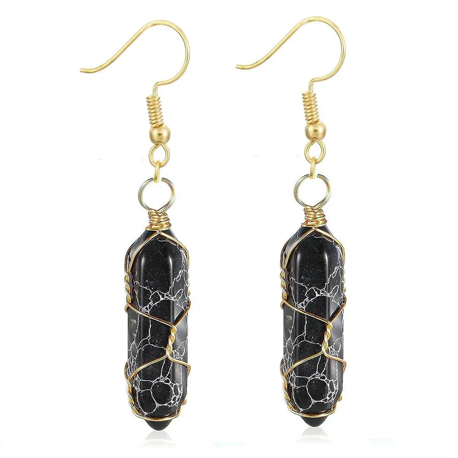 1 Pair Casual Simple Style Geometric natural stone Crystal Iron Drop Earrings