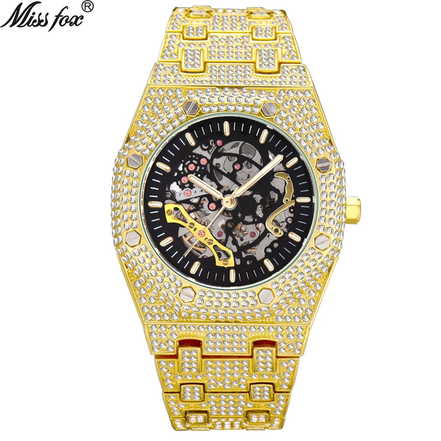 Luxurious Shiny Solid Color Butterfly Double Snap Mechanical Watch Men's Watches