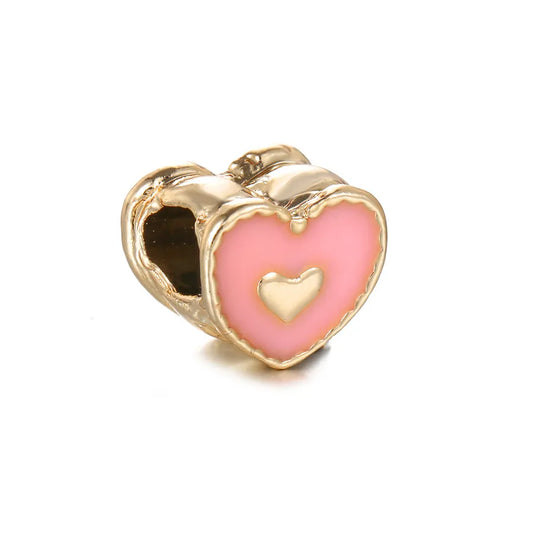 1 Piece 0.93*0.96cm Hole 5~5.9mm Alloy Heart Shape Beads